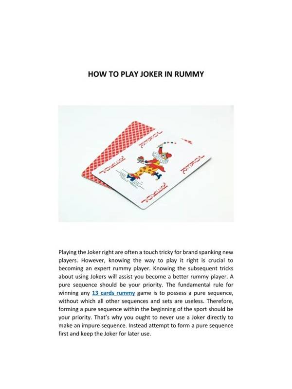 Rummy FAQ: Can a Joker Make a Weak Hand Strong?