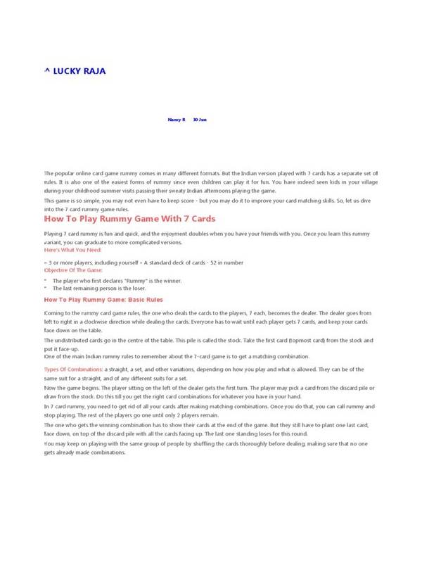 Rummy Tips: Mark Cards by Their Number of Jobs